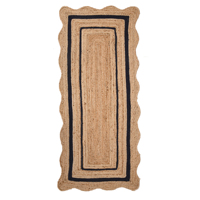 Tapis et ensembles de tapis de couloir festonnés en jute, antidérapants, adaptés aux animaux domestiques, faits à la main, en jute naturelle noire, pour chambre, extérieur et hôtel