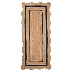 พรมปอกระเจาทรงเปลือกหอยชุดวิ่งสำหรับห้องนอนกลางแจ้งโรงแรมพรมเช็ดเท้าปอกระเจาธรรมชาติสีดำสำหรับตกแต่งบ้านที่ดีที่สุด - Product Image 4