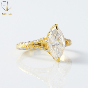 Diseño de moda Venta caliente 925 Plata 2 Ct Marquise Cut Lab Grown Diamond Split Shank Anillo de compromiso para mujeres - Product Image 2