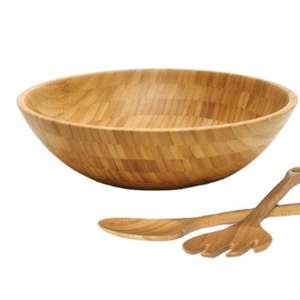 Bol en bois tendance, finition naturelle, pour la table à manger, décoration et service de salades, fruits, utilisation de bol en bois - Product Image 5