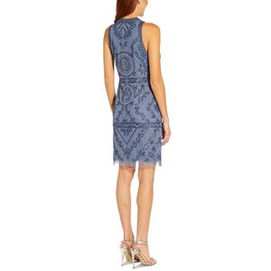 Vestido de Noche Azul sin Mangas con Cuentas para Mujer, Marca Adrianna Papell, Talla 14, Estilo Empire Natural, Vestido de Gala con Lentejuelas para Banquetes - Product Image 2