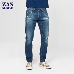 Factory Wholesale Designers Trendy Washed Pencil Long Pants Black Stretch <b>Trouser</b> Men's Ripped Denim Slim Fit Jeans - Product Image 1