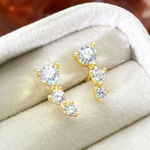 Para Foxi, pendientes de tuerca de latón de alta calidad, nuevos pendientes de barra de circonita cúbica de moda para mujer, regalo perfecto - Product Image 3