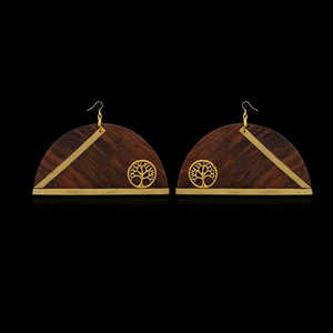 Urthn Gold-Plated Zinc Alloy and Wooden <b>Dangle</b> <b>Earrings</b> <b>Fine</b> 1313201C Jewelry - Product Image 1