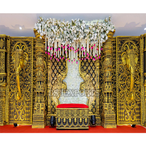 Décor de scène de mariage thème éléphant indien du sud acheter des cadres de toile de fond en fibre de Style traditionnel taille personnalisée configuration des étapes du mariage UK - Product Image 1