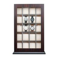 Présentoir de montre en forme de rectangle en bois d'acacia et verre transparent de haute qualité de designer d'art rustique vintage