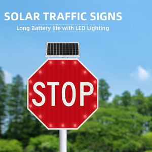 Segnale Stradale Solare Ottagonale STOP con Pannello Solare, Luce Lampeggiante di Avvertimento per Autostrada - Product Image 3