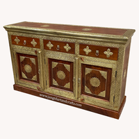 Armoire de rangement de salon coin bois laiton travail deux portes Buffet armoire Buffet rétro pour salle à manger