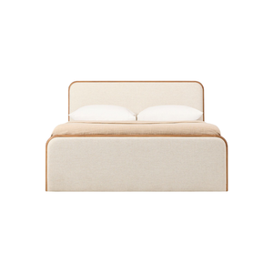 Cama Moderna de Madera Maciza de Teca con Cabecera Acolchada y Base de Almacenamiento Ecológica para Dormitorio Principal, Hotel o Villa - Product Image 2