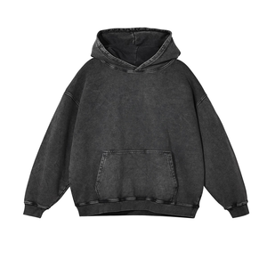 Sweat à capuche tricoté vintage personnalisé, délavé à l'acide, coupe classique, longueur standard, unisexe, 100% coton, hiver, 300g, écologique, OEM - Product Image 3