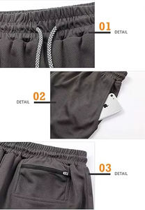 <b>Men's</b> High Quality Athletic Fitness <b>Shorts</b> Mid Waist Mesh <b>Shorts</b> Custom Gym Workout Pocket <b>Black</b> Polyester <b>Men</b> <b>Shorts</b> - Product Image 3