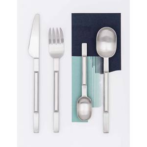 Stainless Steel Designer Flat Silver Matt Look Handle New Hot <b>Sale</b> Stainless Steel Spoon Knife Fork Cutlery Set - Product Image 5