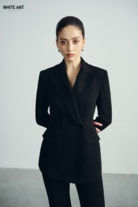 Trajes cómodos de tela ecológica para mujer, Blazers con pantalones, Chaqueta de manga larga con cuello de cuero, chaqueta con muescas AUDREY - Product Image 6