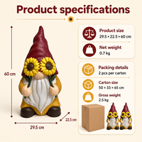 Figurine de gnome sans visage lumineuse pour balcon, prête pour la pluie, modèle Woodland Guardian, OEM/ODM