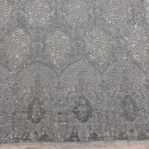 Tissu de Georgette brodé lourd de séquence de Zari de viscose importé plein travail manuel perlé lourd pour l'usage de mariage - Product Image 1