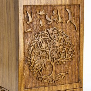 Urna de Madera de Palisandro para Cenizas Humanas y de Mascotas, Estilo Americano Árbol de la Vida, Urna Funeraria de Madera IBS, Caja Conmemorativa - Product Image 3