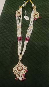 Modern Bridal Kundan Brass Necklace & <b>Jhumka</b> <b>Earrings</b> Set with American Diamonds for Weddings and Parties Perfect Gift - Product Image 5