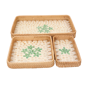 Vente en gros d'artisanat vadrouille plateau en rotin plateau de vadrouille pour servir de la nourriture nouvel article rotin de haute qualité en gros du Vietnam - Product Image 2