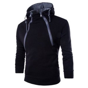 Sweat-shirts à col zippé pour hommes, personnalisés, automne, haute qualité, polyester/coton, gaufré 3D, teint uni - Product Image 5