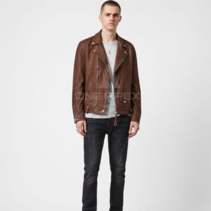 Venta caliente chaqueta de cuero hecha a medida para hombre de calidad superior Turn-Down Collar High Street chaqueta de cuero personalizada más Popular - Product Image 2