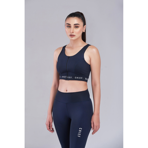 Soutien-gorge de sport à fermeture éclair et legging Stride bleu marine - Product Image 2