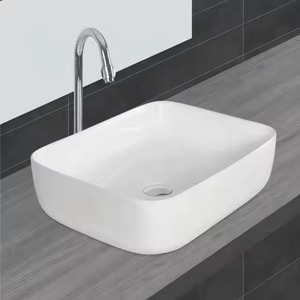 Lavabo Rectangular moderno para encimera de baño, lavabo, mesa de lavabo de cerámica de arte Irregular, incluye escurridor, el mejor precio de China - Product Image 5