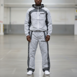 Chándal cortavientos para hombre con logotipo personalizado, conjunto de nailon, chaqueta deportiva, chándales con cremallera y bloque de color para correr para hombre - Product Image 6