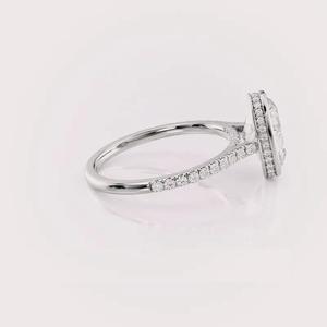 IGI Certified Oval Cut Lab Grown Diamond Bezel Set Engagement / Wedding Ring with Pavé Band in <b>Solid</b> 925 Sterling <b>Silver</b> - Product Image 5