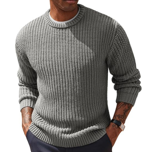 Pull à col rond en tricot texturé élégant pour homme, personnalisé OEM ODM, respirant, séchage rapide, anti-boulochage, décontracté pour le travail, vêtements d'hiver - Product Image 5