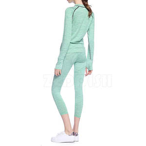 Conjunto de traje de Yoga transpirable sólido sin costuras 3 piezas cintura elástica entrenamiento Fitness desgaste mujeres alta calidad - Product Image 4