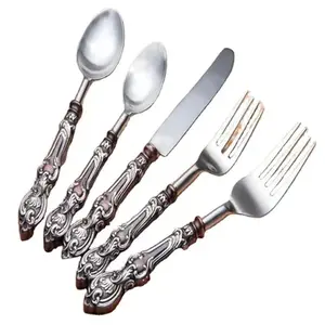 Ensemble de couverts antiques en acier inoxydable avec poignée en laiton coulé Design vintage couverts pour vaisselle à manger - Product Image 1