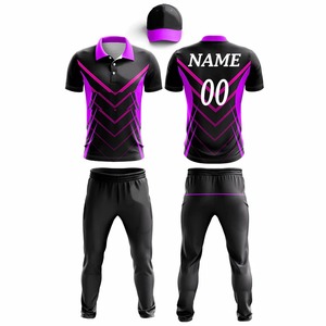 Personnalisable 100% Polyester Respirant Cricket Jersey Kit Sublimé Uniforme Ensemble Réversible Imprimé Équipe Joueur Nom Stock - Product Image 2