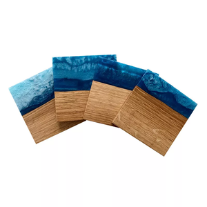 High Quality Handmade Resin & <b>Wood</b> Coasters Mats New Design Customized Square Hottest Drink coaster 4 Pcs Set at Factory Price - Product Image 5