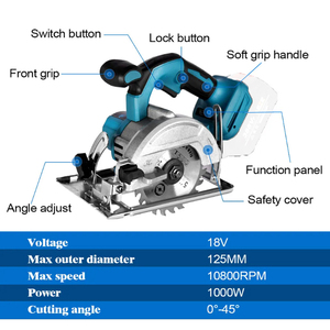 Machine de découpe <span class=keywords><strong>manuelle</strong></span> à grande vitesse pour métal et bois à angle de 45 degrés, <span class=keywords><strong>scie</strong></span> <span class=keywords><strong>circulaire</strong></span> miniature électrique sans fil - Product Image 4