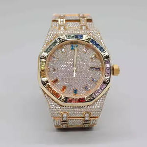 Hip Hop Gold Tone VVS quisisdanite นาฬิกาข้อมือโบราณควอทซ์หรูหราสำหรับผู้ชายและผู้หญิง - Product Image 1