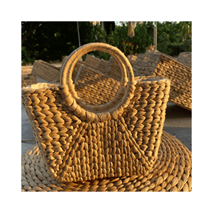 Sac en jacinthe d'eau de qualité supérieure du Vietnam tissage en mélange d'herbiers avec fermeture magnétique et poche intérieure pour le style et le shopping - Product Image 3
