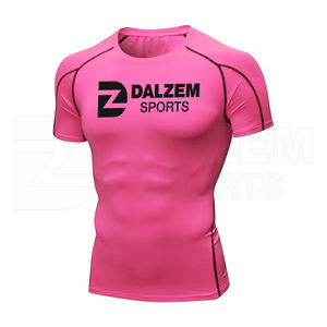 Ropa de correr de compresión personalizada profesional para hombre, camiseta de Fitness de media manga, camisetas ajustadas, camisetas deportivas de entrenamiento para hombre - Product Image 4