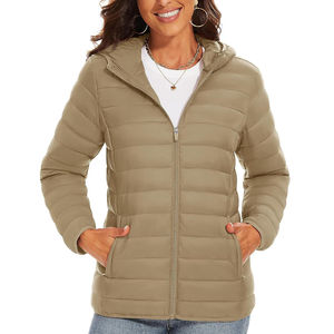 Blouson d'hiver matelassé léger en coton pour femme avec capuche, décontracté, imperméable, respirant, rembourrage épais - Product Image 1