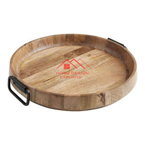 2025 vente chaude maison hôtel service de nourriture plateau en bois avec poignée ronde en métal - Product Image 5