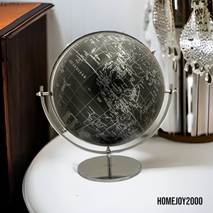 Elegante Globo Terráqueo Decorativo de 8 Pulgadas con Base Redonda de Hierro y Latón Brillante para Escritorio de Oficina e Interiores del Hogar - Product Image 4