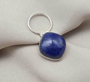<b>Lapis</b> <b>Lazuli</b> Vintage Charm <b>Pendant</b> Sterling Silver Cushion Cut Boho Gemstone Jewelry Elegant Gift for Women & Children's - Product Image 3