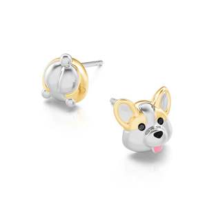 Jeulia Corgi Dog Mismatched Sterling <b>Silver</b> <b>Stud</b> Earrings for Kids Gift - Product Image 2