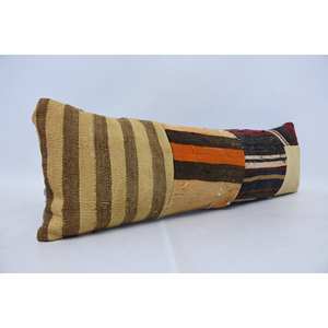 Tapis Vintage en Laine Kilim 12x36 Pouces Tissé Motif Beige - Product Image 3