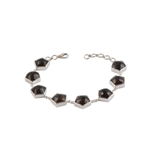 Pulsera de piedras preciosas de cuarzo ahumado de Plata de Ley 925 de diseño clásico Venta caliente para regalos y fiestas - Product Image 1