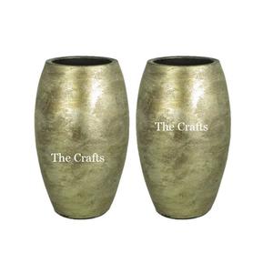 Ensemble de deux vases à fleurs de forme ronde en aluminium couleur or Vase à fleurs pour événements de mariage et usage domestique - Product Image 1