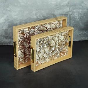 Bandeja de Madera Esmaltada con Asa, Bandeja para Servir, Decoración para el Hogar, Cocina y Hotel, Plato Rectangular, Económico - Product Image 6