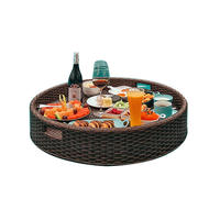 Plateau de rangement multifonctionnel classique en rotin poli pour hôtel, plage, vaisselle, bijoux, épices, boissons, garage, bureau, petit-déjeuner