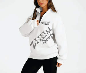 เสื้อฮู้ดแขนยาวสำหรับผู้หญิงเสื้อกันหนาวซิปครึ่งหน้าระบายอากาศป้องกันรอยยับ - Product Image 2