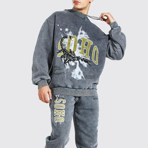 2025 Wholesale Price Best Design Screen <b>Printing</b> Tracksuit Unique Trendy Product Acid Wash Tracksuit Set - Product Image 3