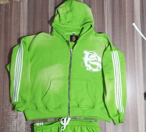 Custom Men's Winter Vintage Oversized Heavyweight 100% Cotton Breathable Zipper Hoodie Distressed Street <b>Pickled</b> Print Knitted - Product Image 6